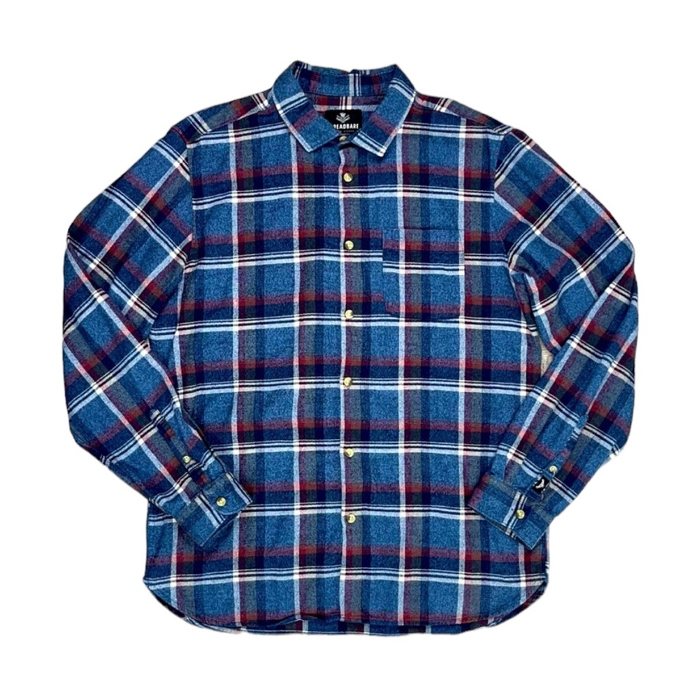 Threadbare Button Down Flannel Shirt Large Blue P… - image 1